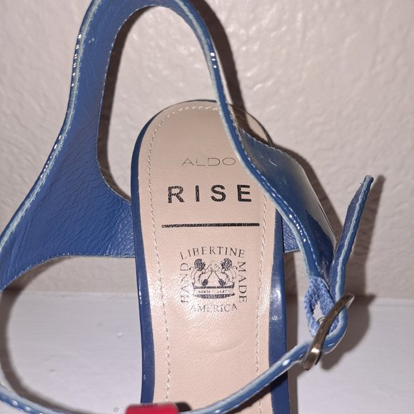Aldo Retro Red, White and Blue Block Heels, Genuine Leather - Picture 6 of 7
